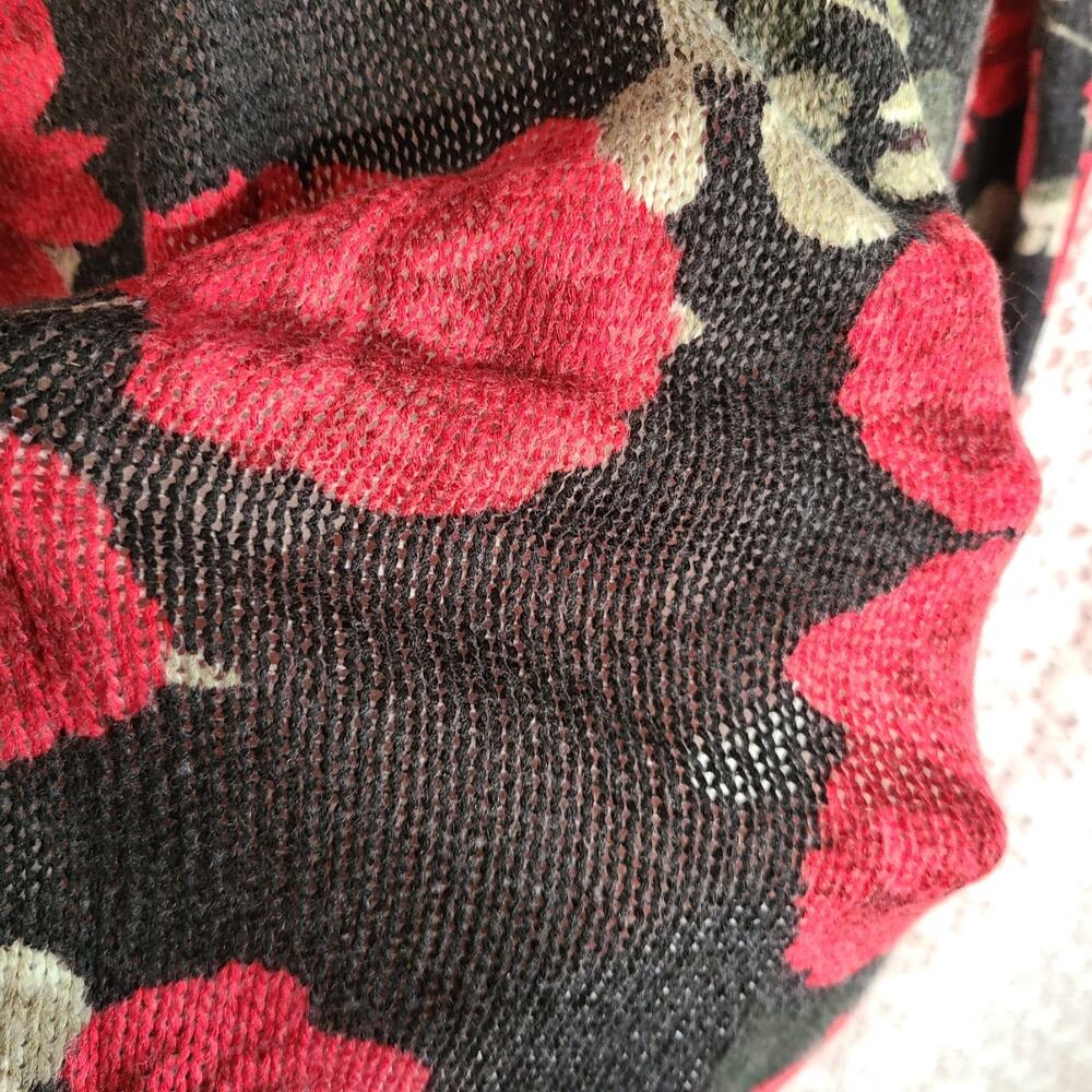 Show me your Mumu black red green oversized floral knit long sleeve top size xs - Picture 8 of 11